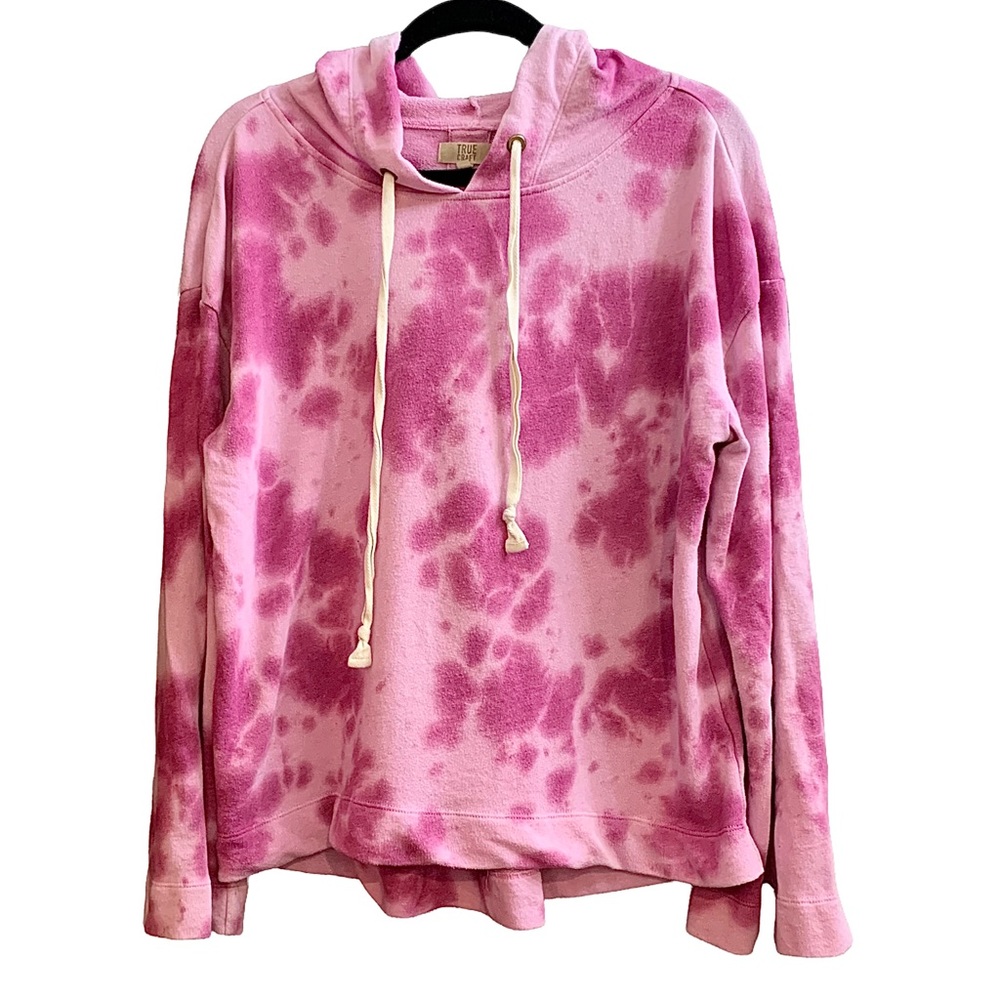 Pink tye dyed hoodie sweatshirt Size L